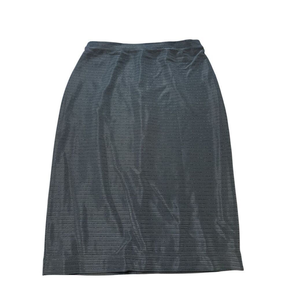 Dennis Basso Womenβs Pencil SkirtβSize 4 Black Metallic Stretch Knit